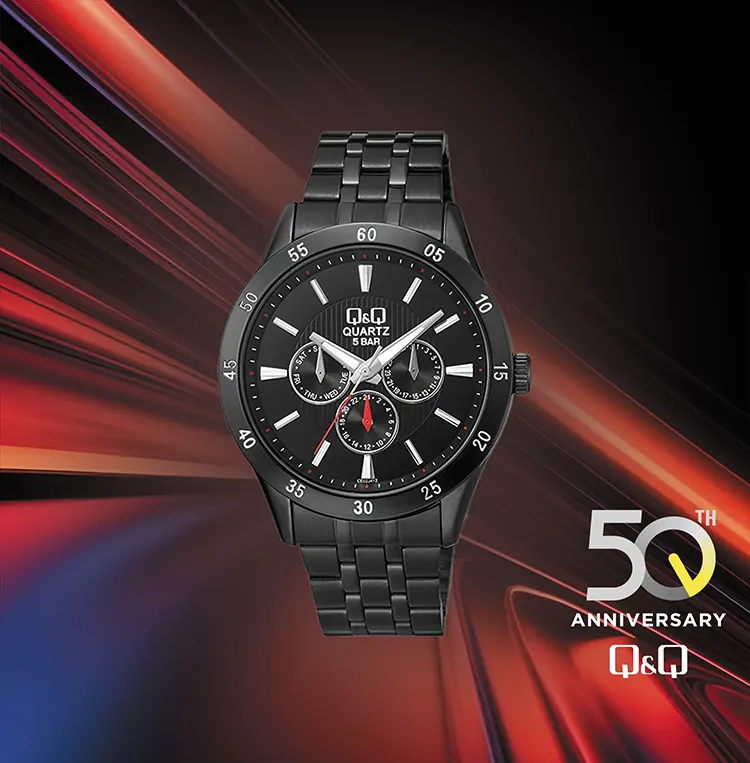 Reloj Q&Q negro multifunción para caballero
